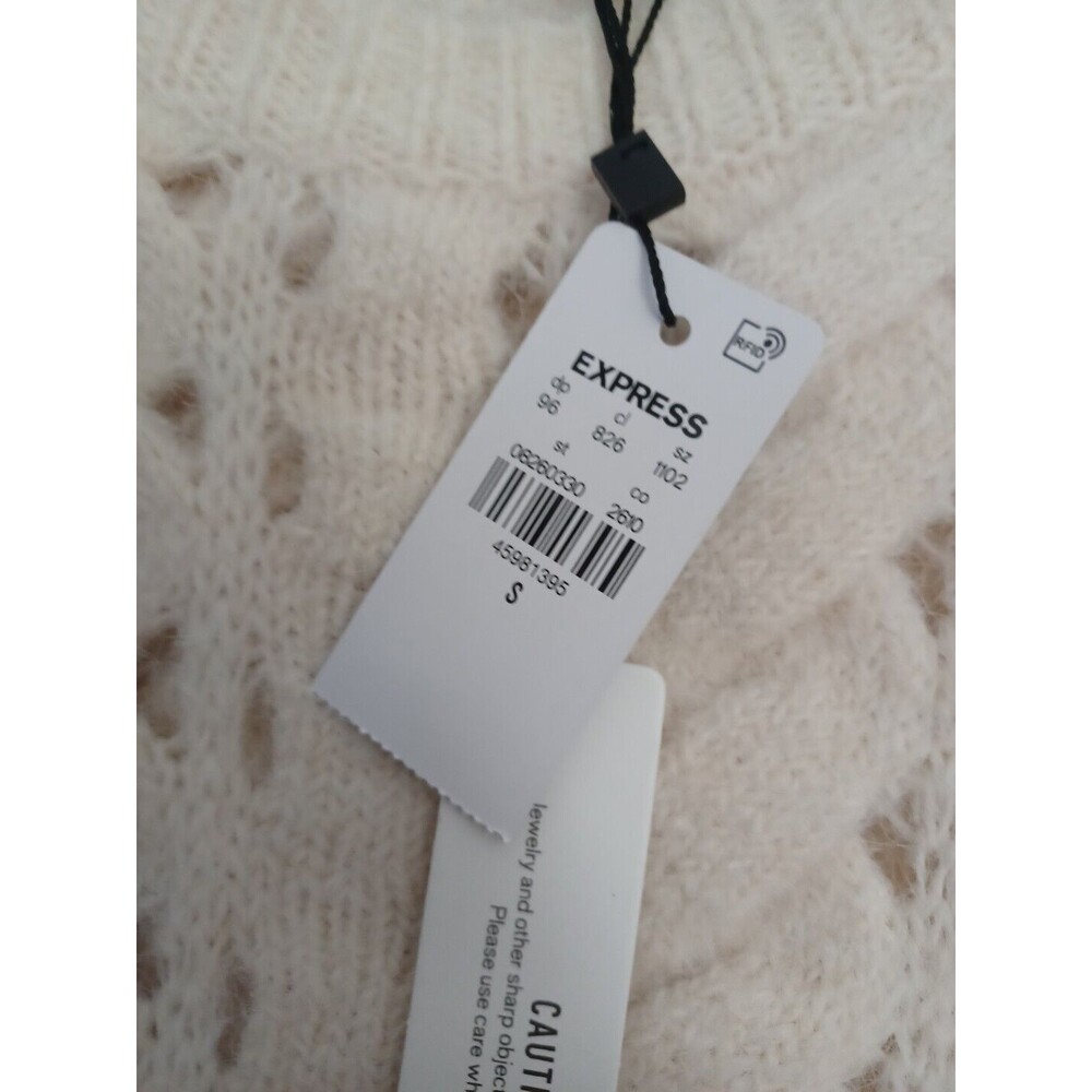 NWT Express Open Stitch Cable Knit Crew Neck Short Sleeve Sweater Women Size S - Picture 6 of 11